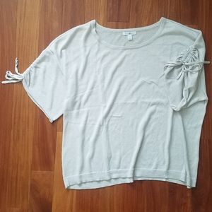 Ruched-sleeve Shimmer Top